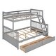 preview thumbnail 8 of 18, Artsy Twin-Over-Full Bunk Bed with Ladders and Two Storage Drawers, Maximized space, Solid Construction, Grey