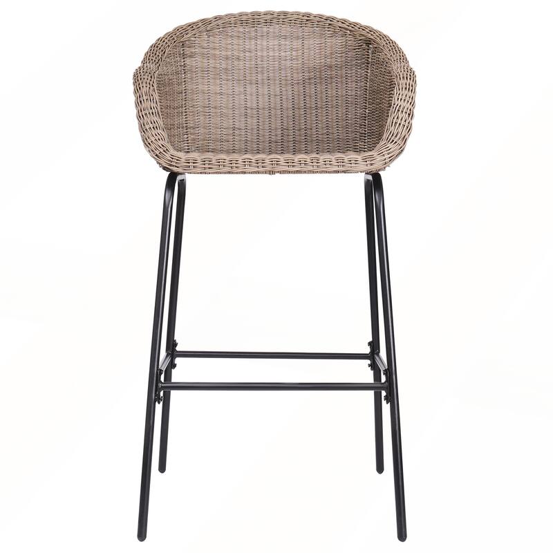 Outdoor Metal Wicker Barstool Set of 2