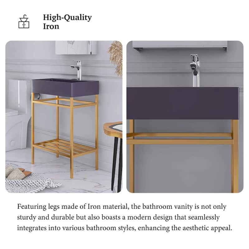 24" Freestanding Bathroom Vanity with Ceramic Sink - 23.62'' x13.98'' x 33.46''