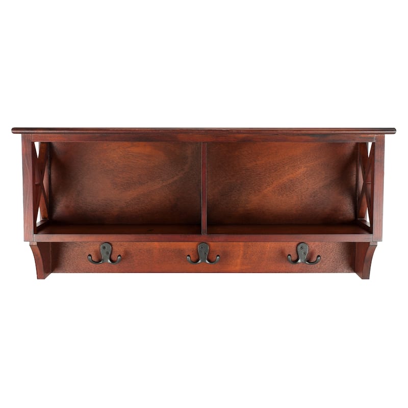 SAFAVIEH Alide Cherry Hanging Storage Wall Rack - 28" x 5.9" x 12" - 28Wx6Dx12H - Cherry