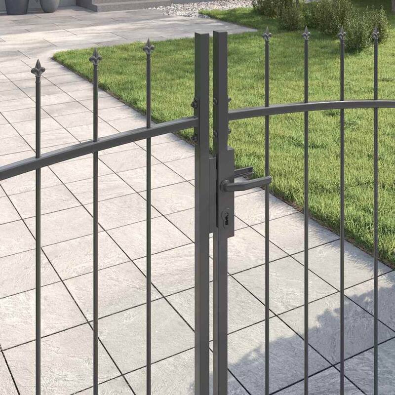 vidaXL Double Gate with Lock Grey 400 x 199.5 cm Steel
