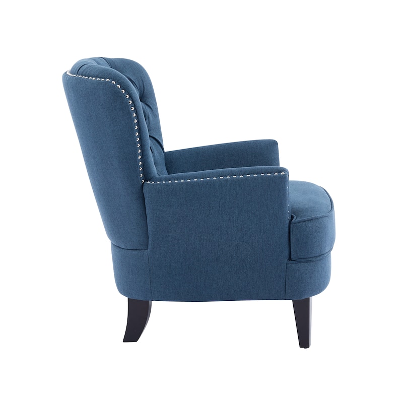 Polyester Vintage Lounge Chair with Nailhead Trim, Curved Backrest and 220lb Weight Capacity