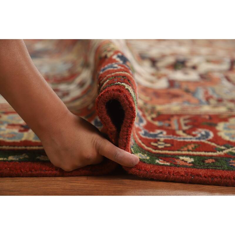 Hand Knotted Oriental 100% Wool Carpet Traditional Medallion Beige & Ivories Heriz (serapi) Area Rug - 11' 9'' X 8' 6''