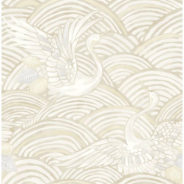 slide 2 of 7, A-Street Prints Egret Neutral Tidal Dance Wallpaper