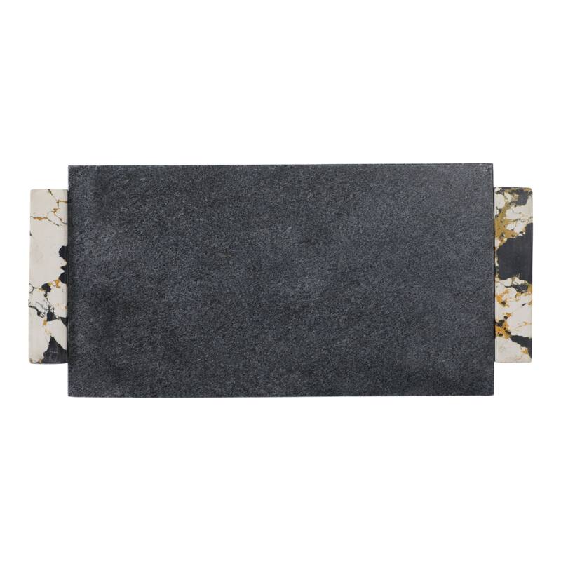Stone Marble Tray Rectangular Modern Design Home Office - 2" Black - 18" x 8" x 2"