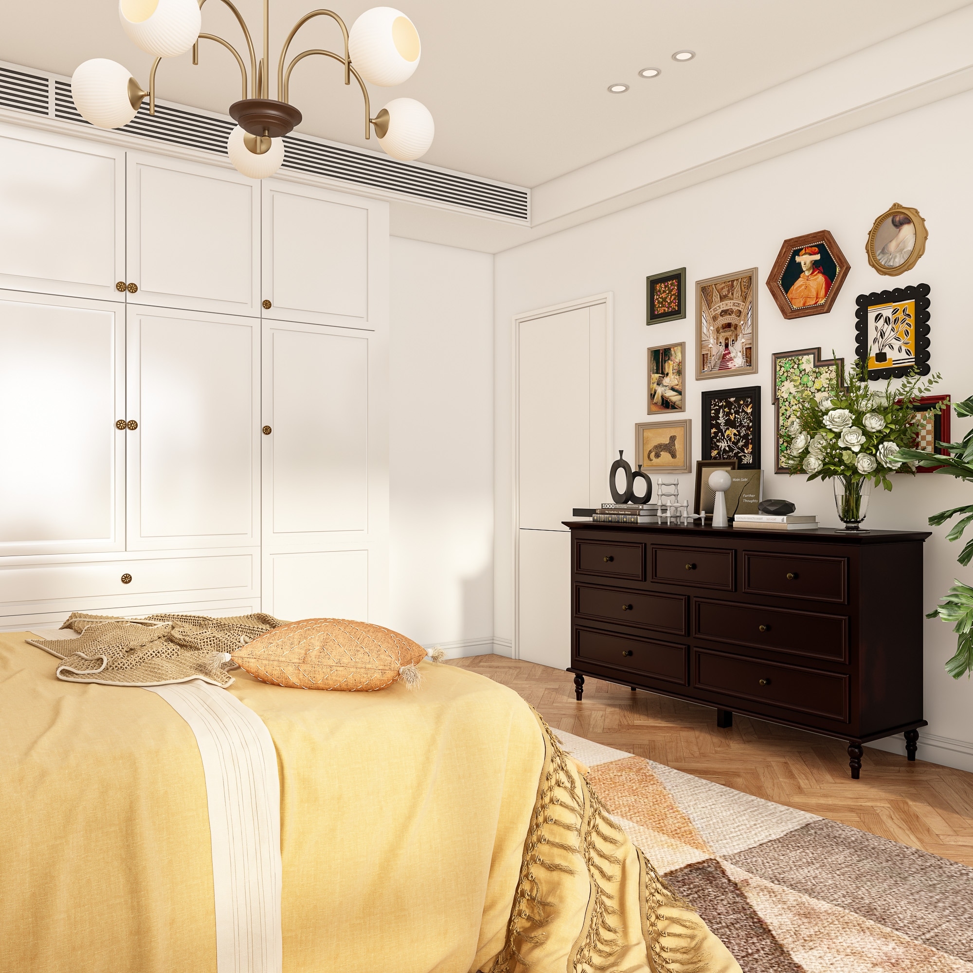 Contemporary 7 Drawer Bedroom Dresser with Modern Silver Color