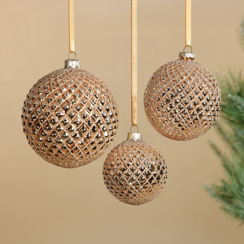 Metallic Matte Glass Ball Christmas Ornaments, Set of 6, 4"