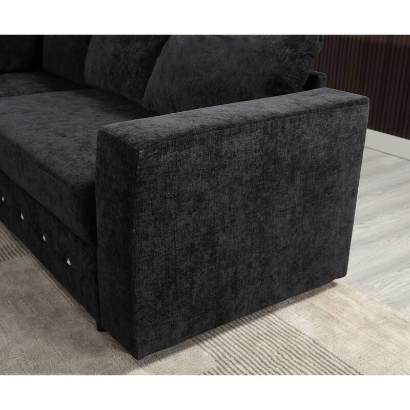 110.75" Chenille U-Shaped Modular Sofa with Storage