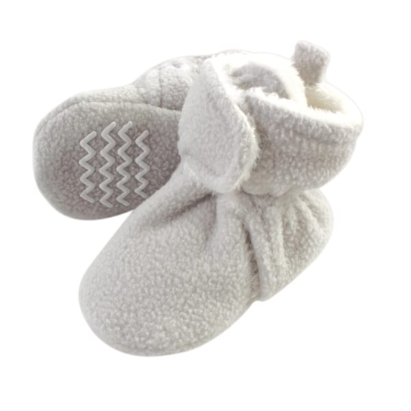 slide 1 of 1, Hudson Baby Baby Cozy Fleece and Faux Shearling Booties, Light Gray 0-6 Months - Light Gray