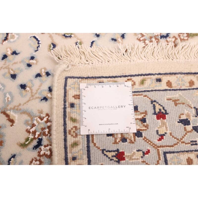 ECARPETGALLERY Hand-knotted Nain Cream Silk, Wool Rug - 2'9 x 16'3