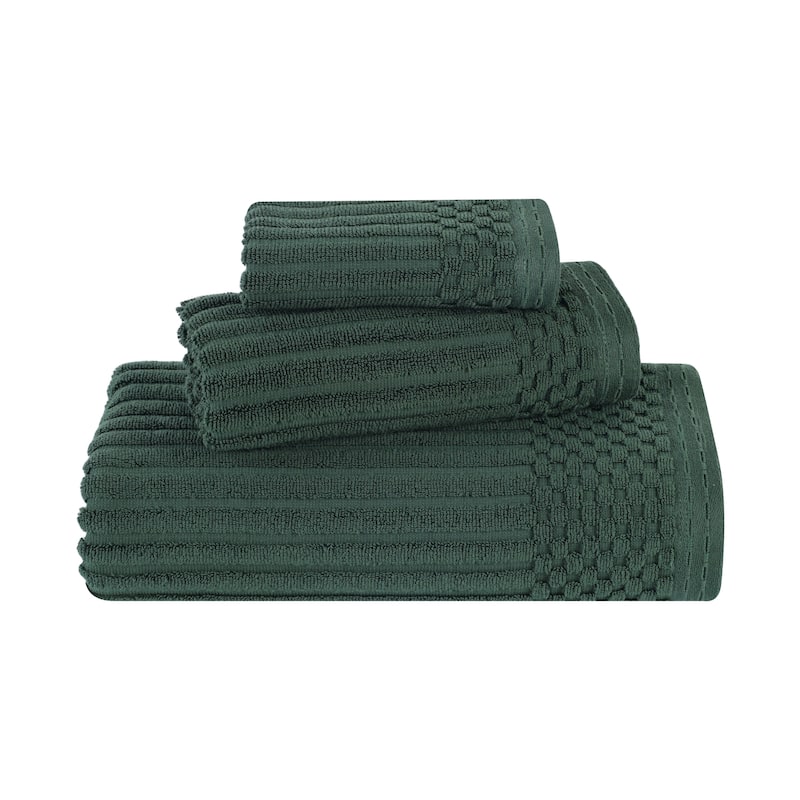 Blue Nile Mills Modern Ribbed 100% Cotton Quick-Dry 3-Piece Towel Set