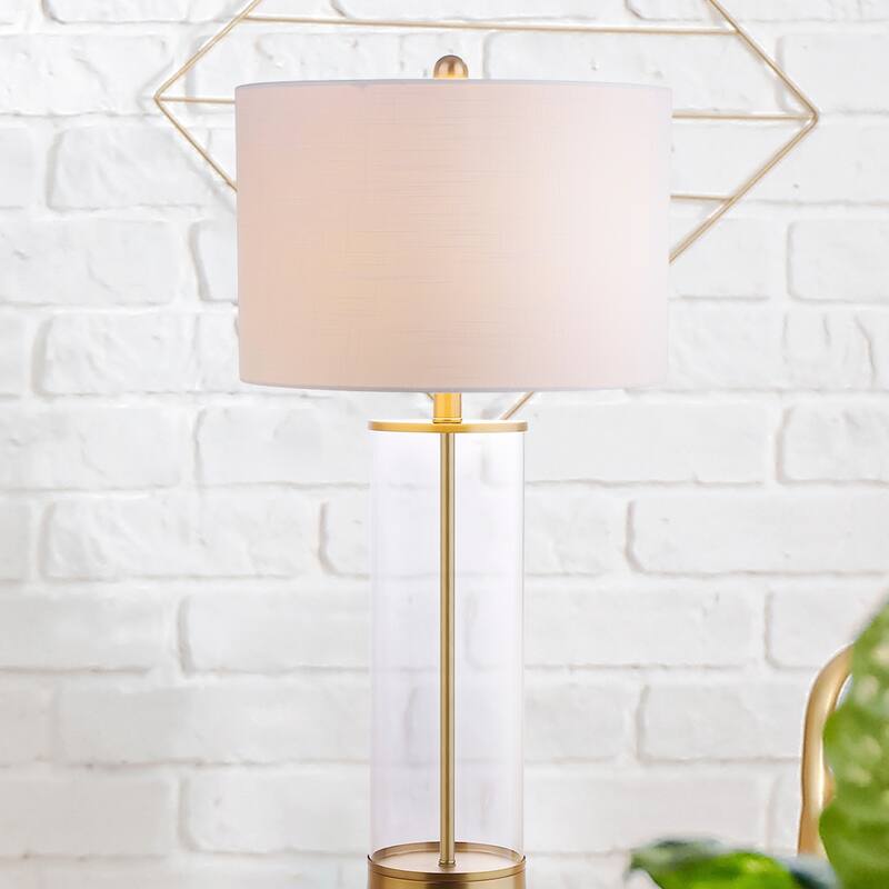 Parish 29" Glass LED Table Lamp, Clear/Chrome by JONATHAN Y