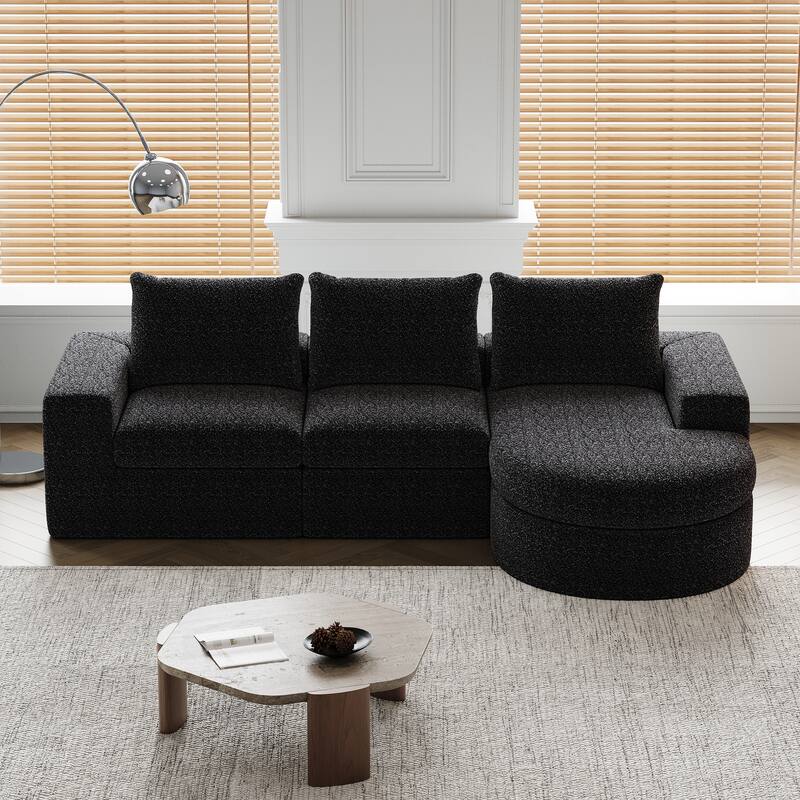 99" L-Shaped Chenille Sectional - 3-Piece Modular Cloud Sofa with Chaise, No Assembly Required