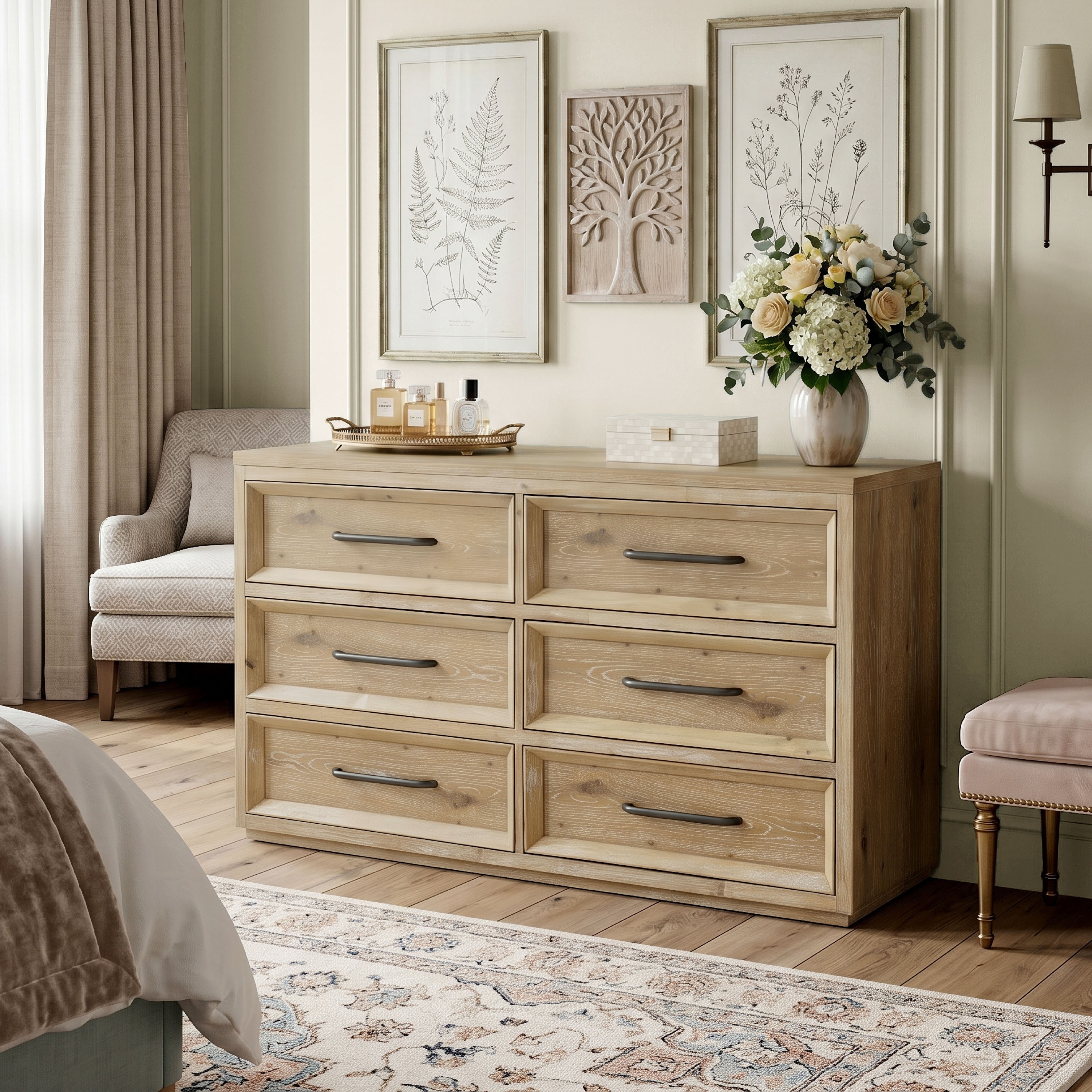 Furniture of America Tupho Natural Wood 6-Drawer Dresser