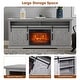 preview thumbnail 33 of 37, 68" Farmhouse Sliding Barn Door Fireplace TV Stands Console Table with 23" Electric Fireplace