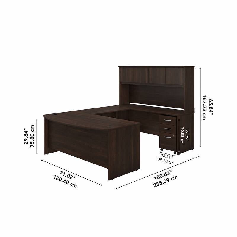 Studio C 72W U Desk with Hutch and Drawers by Bush Business Furniture