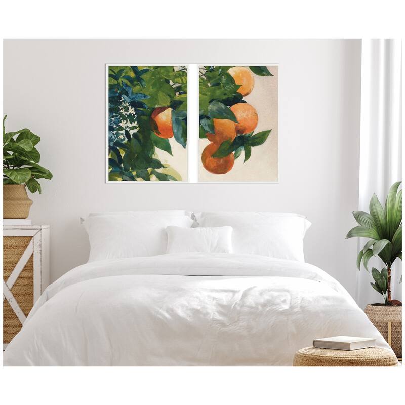 Kate and Laurel Oranges on a Branch 2 Piece Framed Canvas Wall Art Set by Nostalgia Prints