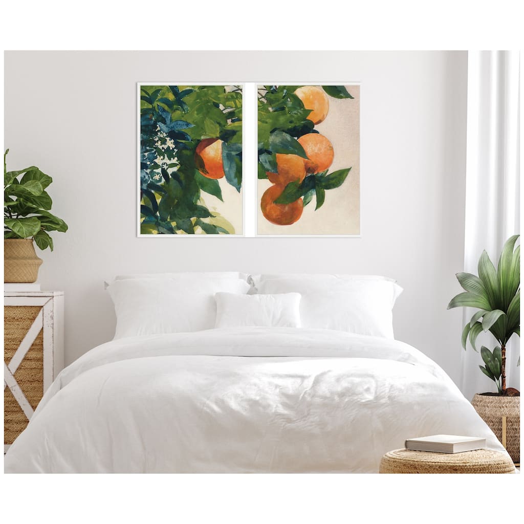 Kate and Laurel Oranges on a Branch 2 Piece Framed Canvas Wall Art Set by Nostalgia Prints