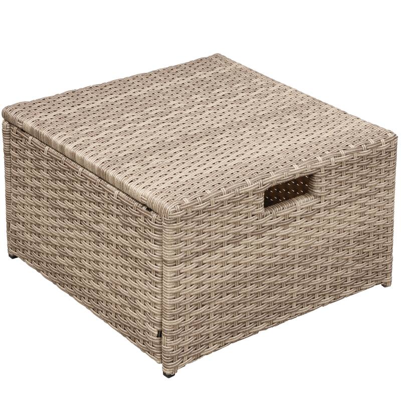 6-Piece Outdoor Patio Rattan Conversation Sofa Set with Tempered Glass Coffee Table and Ottoman