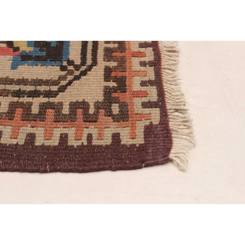 ECARPETGALLERY Flat-Weave Yoruk Beige Wool Kilim - 8'10 x 10'3