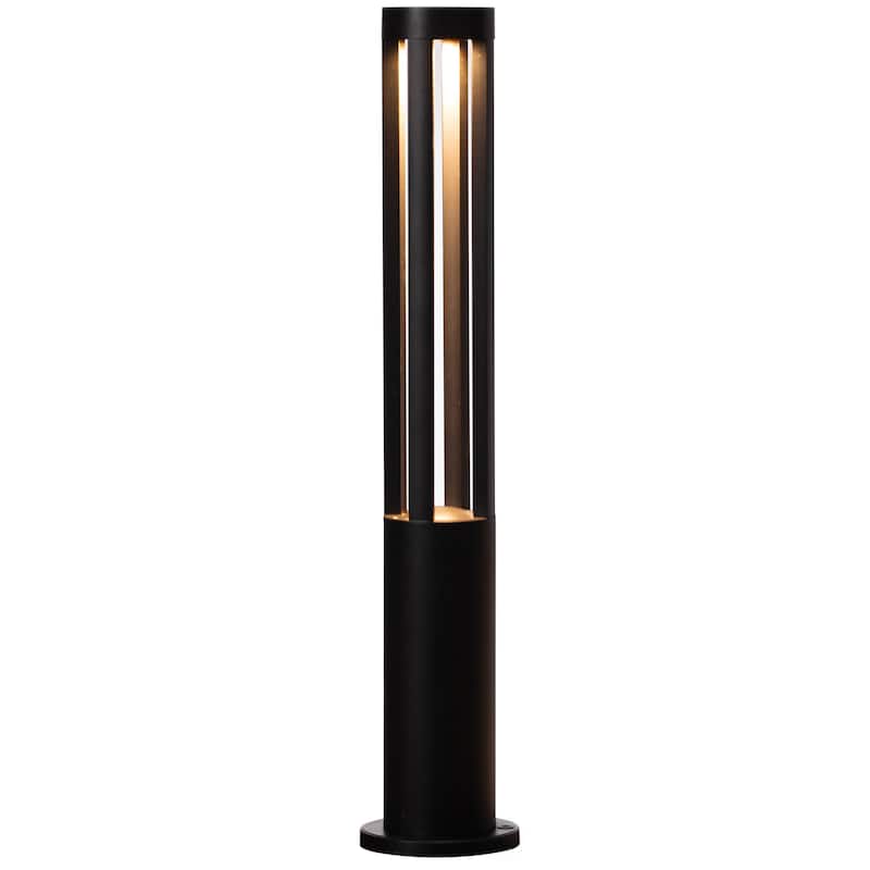 Round Black LED Garden Aluminum Light, Decorative Outdoor Bollard Light for Garden, Pathway, and Driveway - 32"