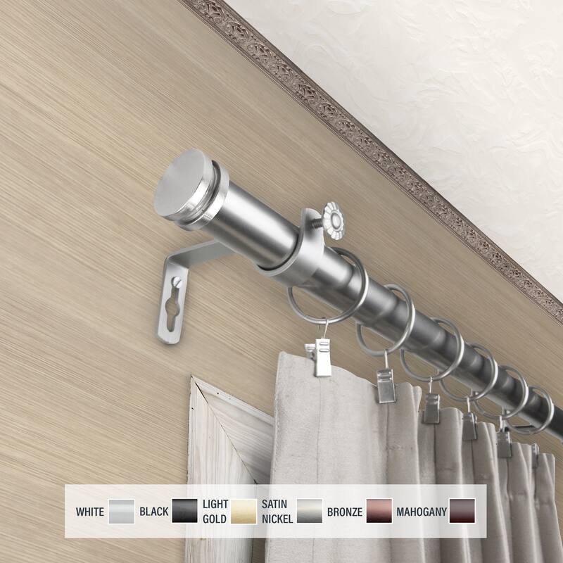 InStyleDesign Pita 1 inch Diameter Adjustable Curtain Rod - 160 to 240 inches - satin nickel