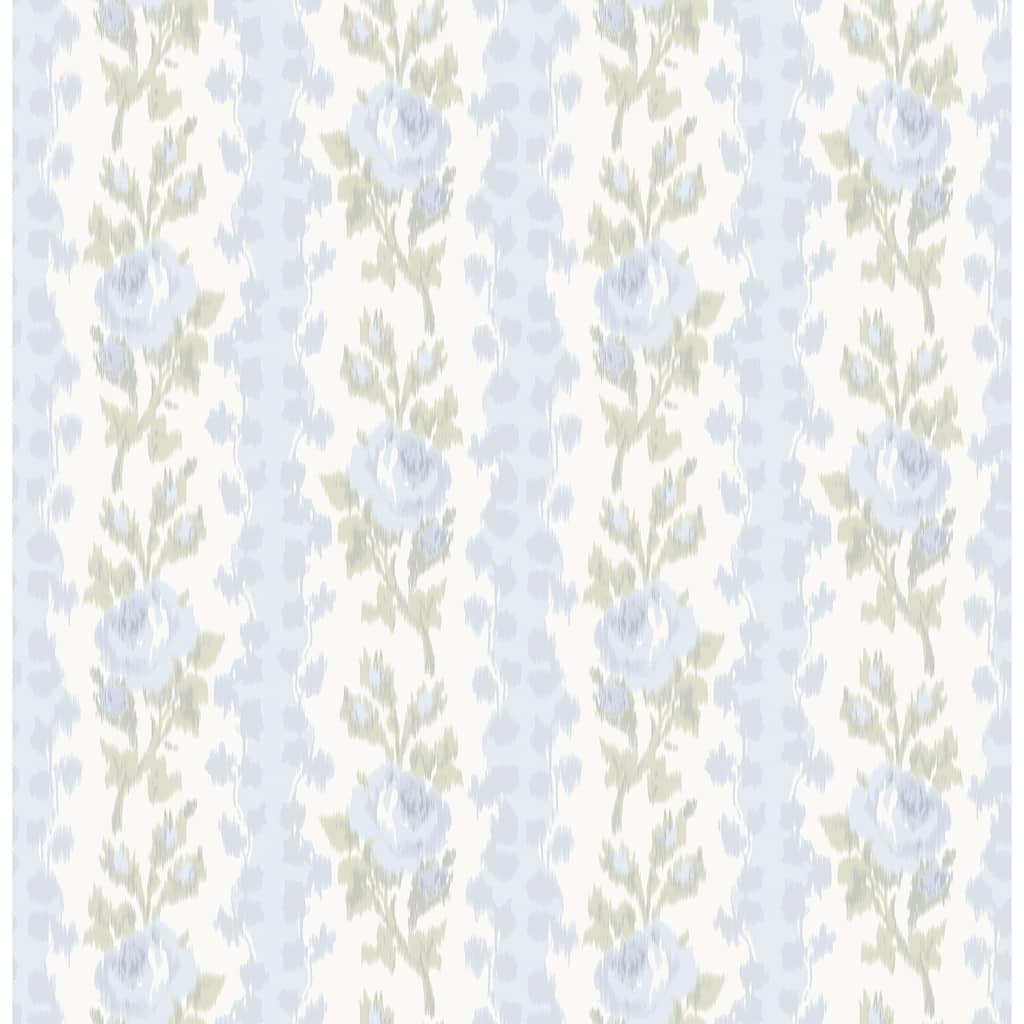 LoveShackFancy Blooming Heirloom Blue Romance Rose Stripe Wallpaper
