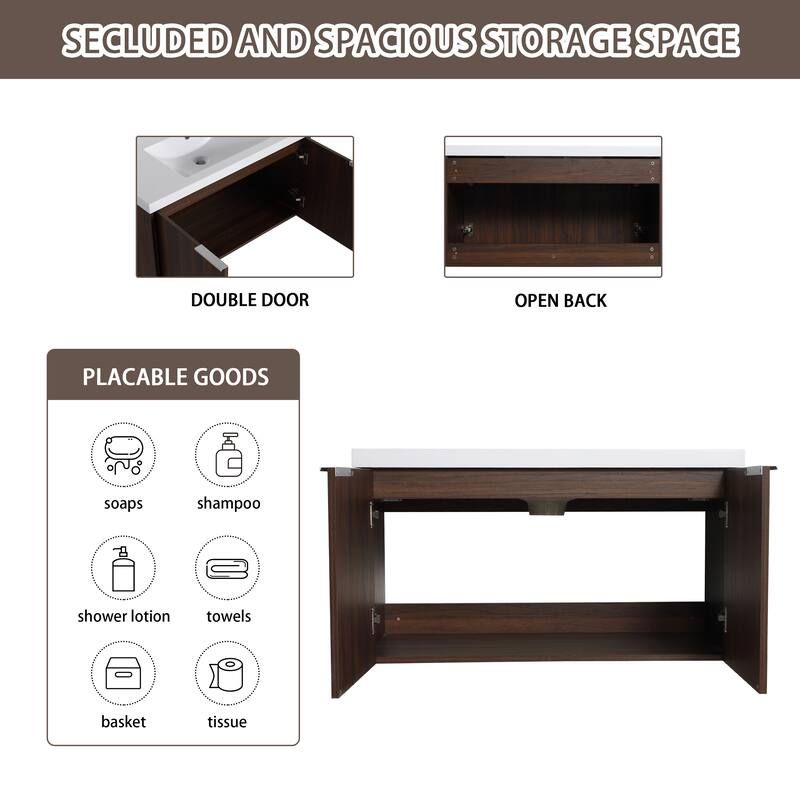 Bathroom Vanity With Sink In 24/30/36 Inch, Floating Bathroom Vanity With Soft Close Door