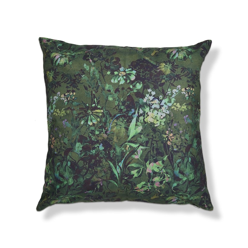 22"x22" Green Garden Floral Cotton Accent Decorative Throw Pillow Poly Filled Removable Insert Square - 22 x 22