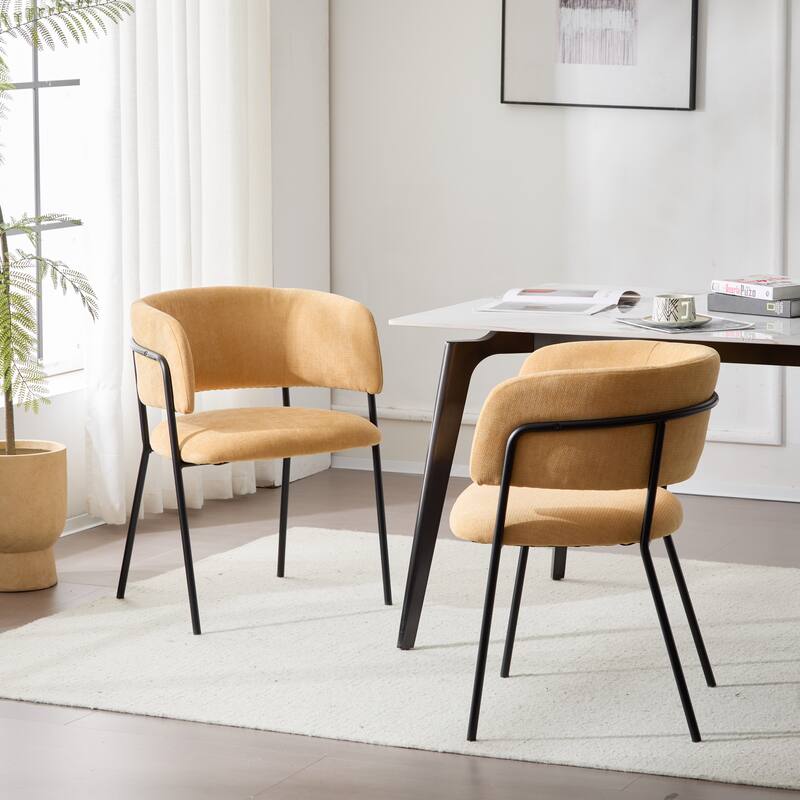 Nest Upholstered Arm Dining Chair by Christopher Knight Home - Set of 2 - Yellow+Black