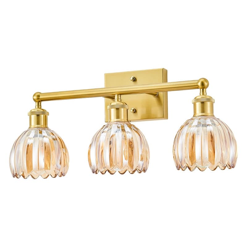 Modern Vintage Bathroom Vanity Light - Patterned Glass Shade E26 Bulb Base