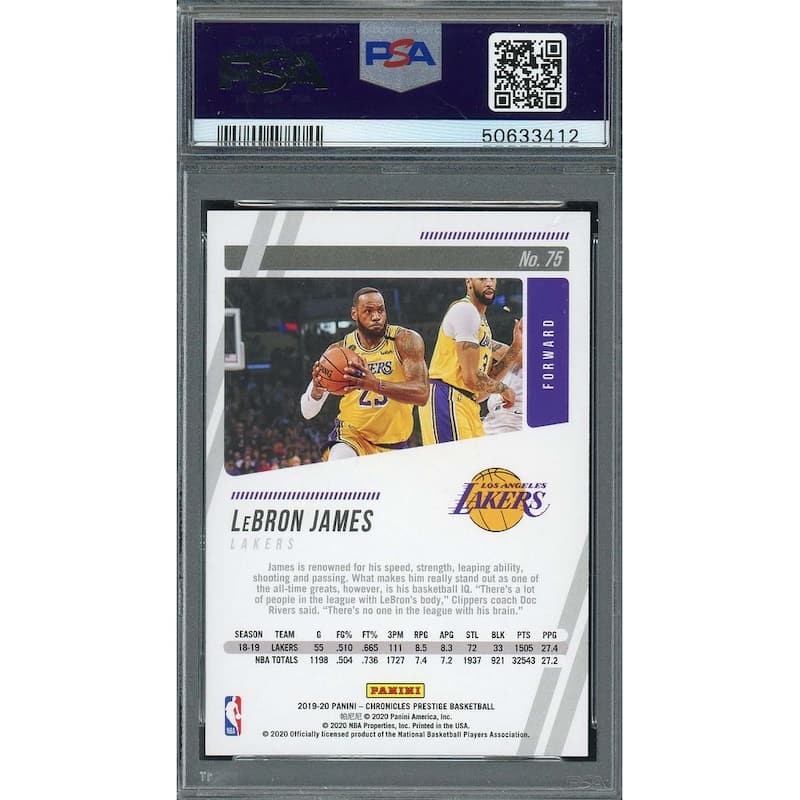 LeBron James 2019 Panini Chronicles Basketball Card #75 Graded PSA 10 GEM MINT - 8'6" x 11'6"