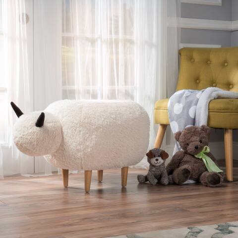 Pearcy Faux Fur Sheep Ottoman by Christopher Knight Home - 26.75" L x 17.50" W x 18.00" H