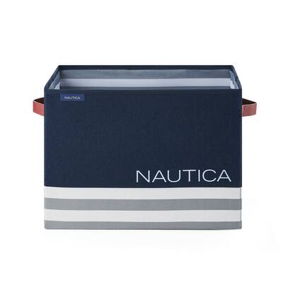 Nautica Foldable Rectangle Storage Bin (no lid) - Navy Stripe