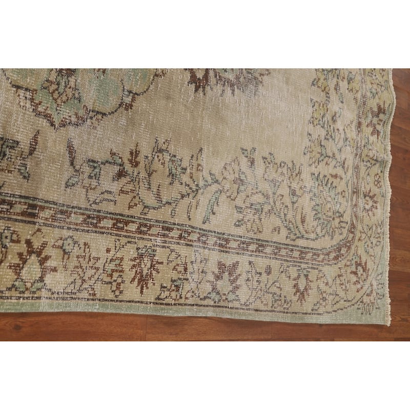 Distressed Anatolian Turkish Vintage Area Rug Handmade Wool Carpet - 5'1"x 8'6"