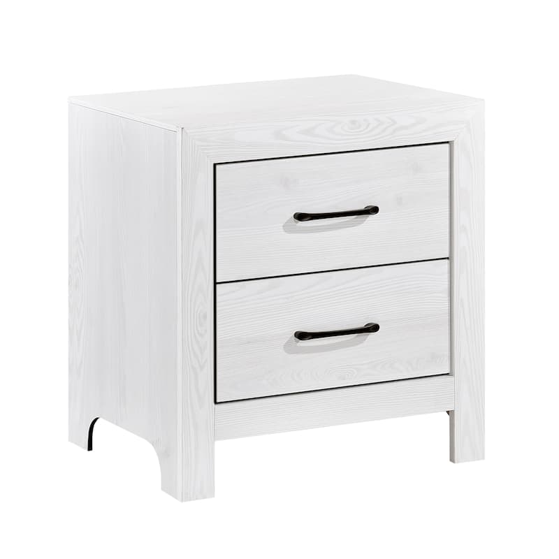 Nightstand of 2x Drawers Black Hardware Wooden Bedroom Furniture