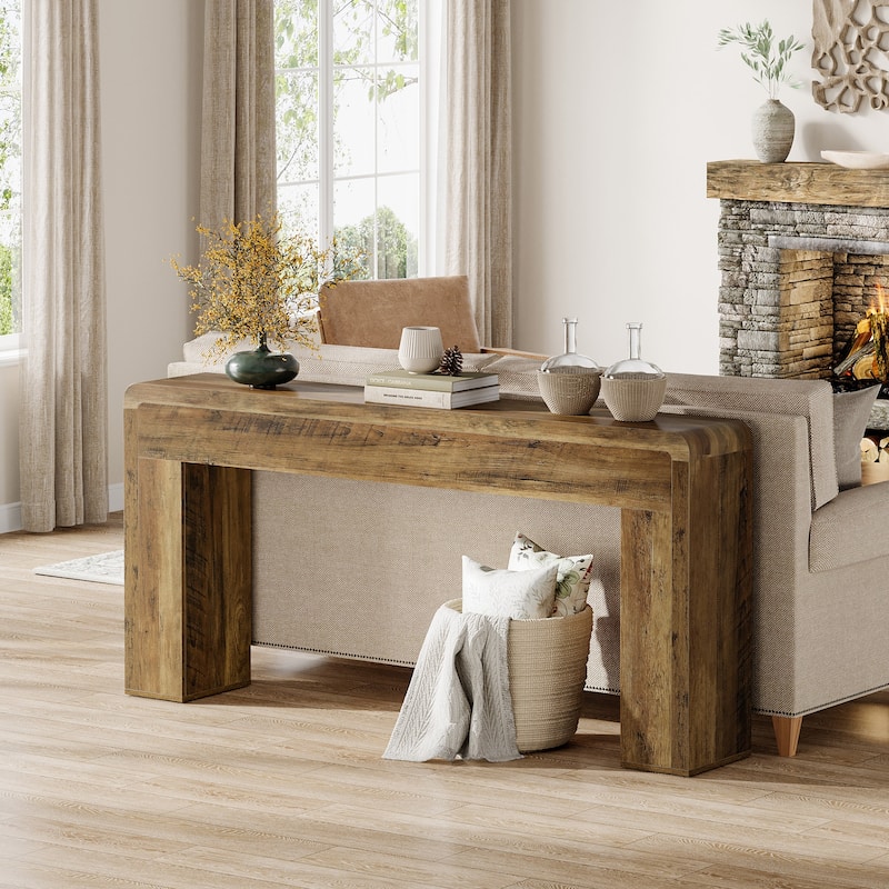 70.9-Inch Extra Long Console Table, Rustic Wooden Sofa Table