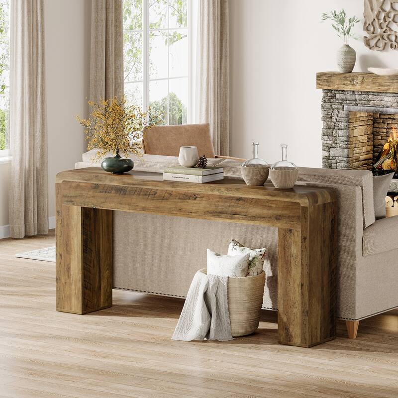 Industrial Rustic Brown Extra Long 70.9" Console Table for Entryway - Brown
