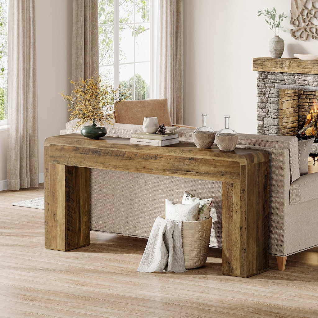 Industrial Rustic Brown Extra Long 70.9" Console Table for Entryway