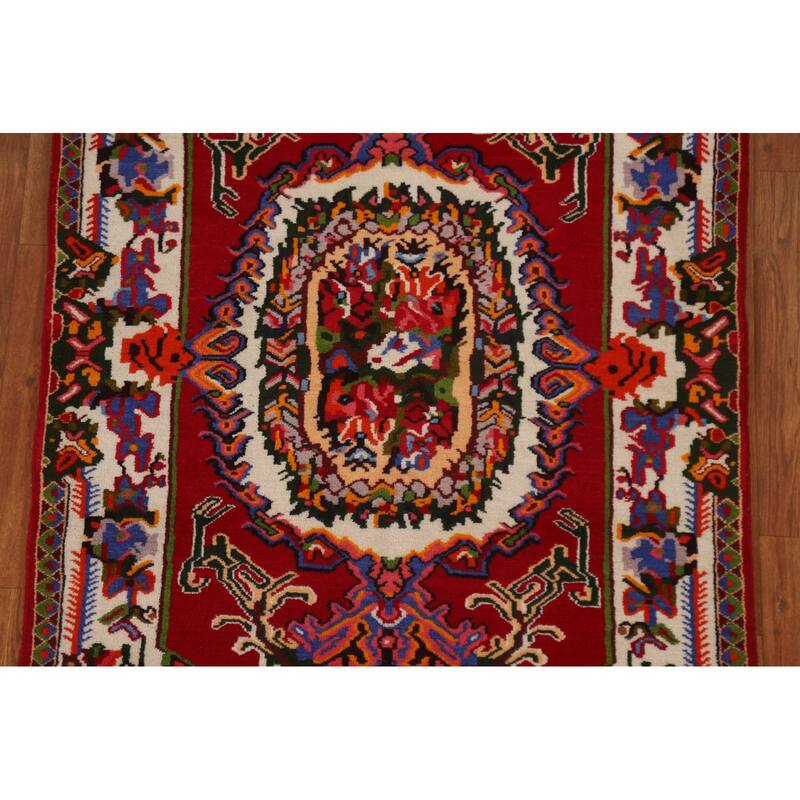 Hand Knotted Oriental 100% Wool Carpet Traditional Floral Red Bakhtiari Area Rug - 4' 6'' X 3' 5''
