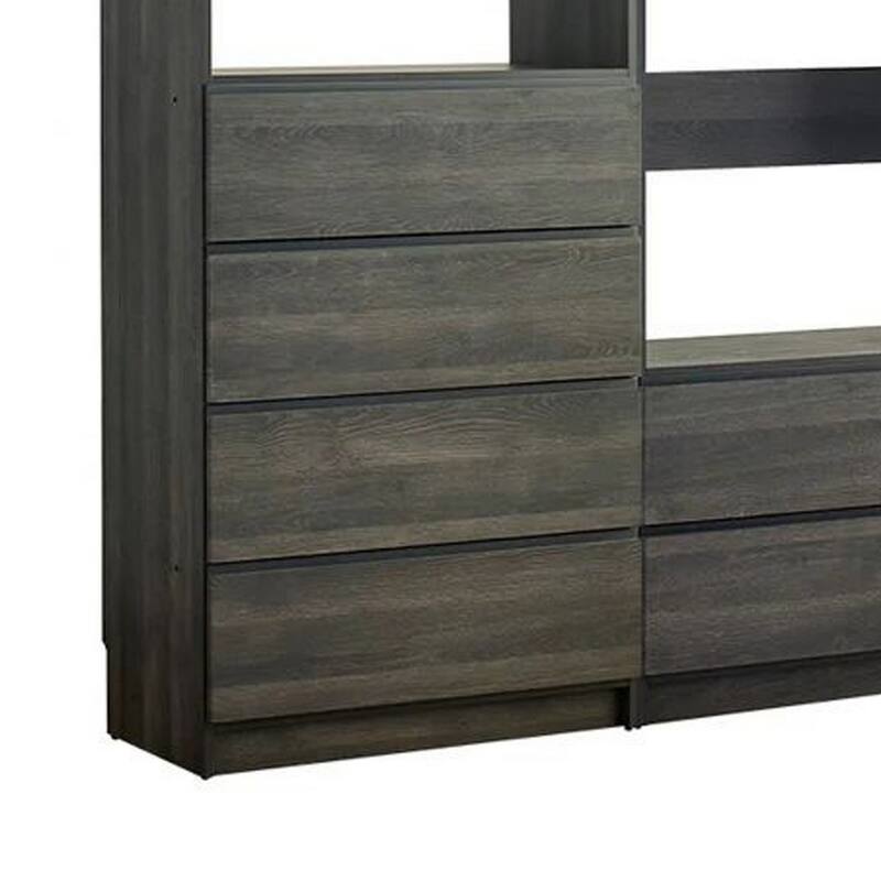 Dee Modular Closet System, 4 Hanging Rods, 6 Drawers, Dark Gray Wood
