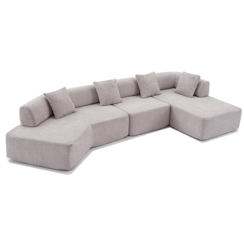 140" L-Shape Cloud Sectional Couch w/ Chaise, Modern Modular Sofa with Deep Seat, Upholstered Couches No Assembly Required