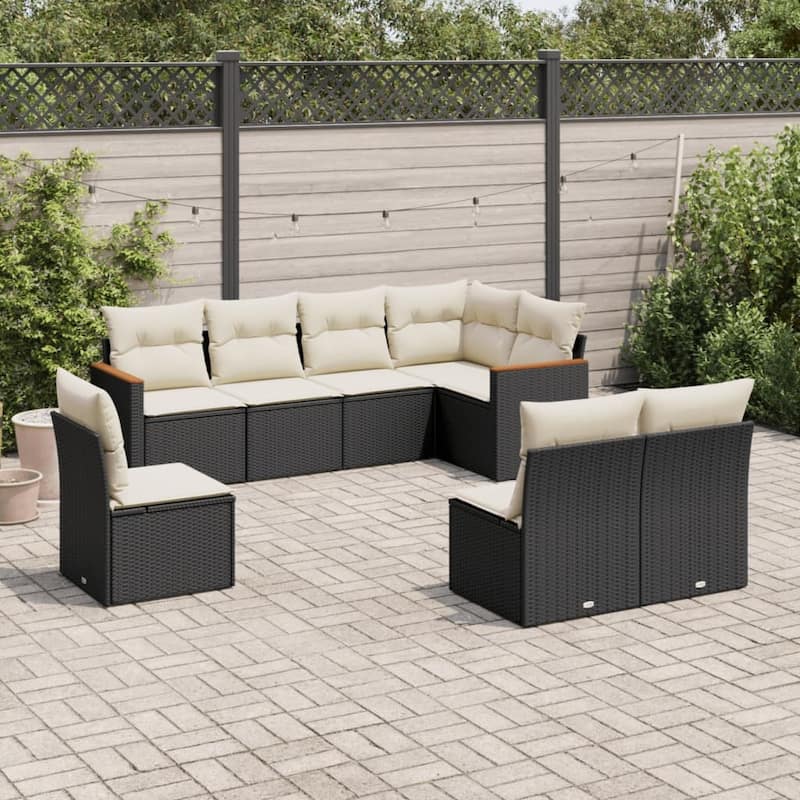 vidaXL Garden Sofa Set Black - 24.4 x 24.4 x 27.2 - Black and cream Large Without table