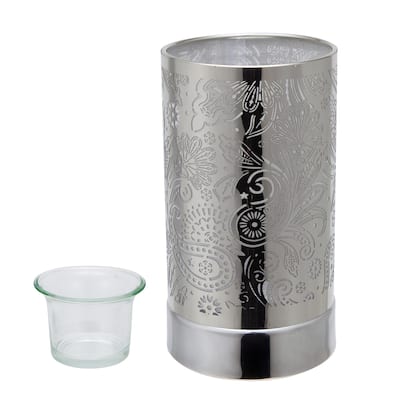 7" Touch lamp/Oil burner/Wax warmer-Silver Secret Garden - 3.75*3.75*7