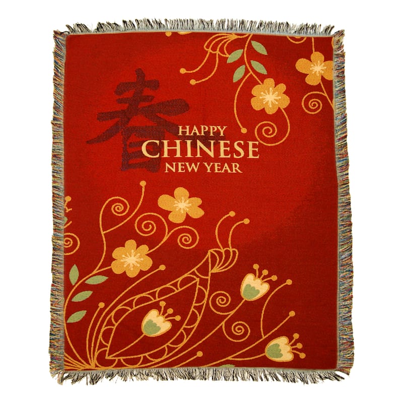 Chinese New Year Floral Woven Tapestry Throw On Sale Bed Bath
