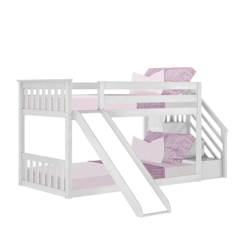 Max and Lily Low Bunk with Staircase Bunk with Slide