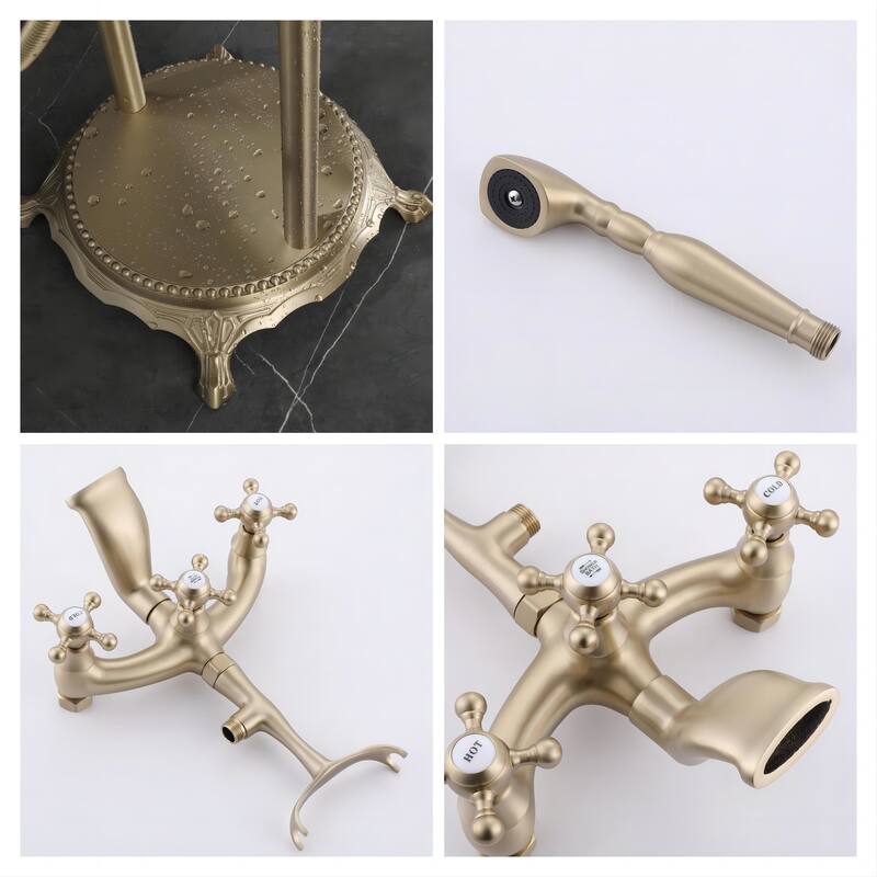 Bathroom Tub Shower Faucets Free Standing Bathtub Shower Mixer Taps Single Lever with Hand Shower Floor Mounted