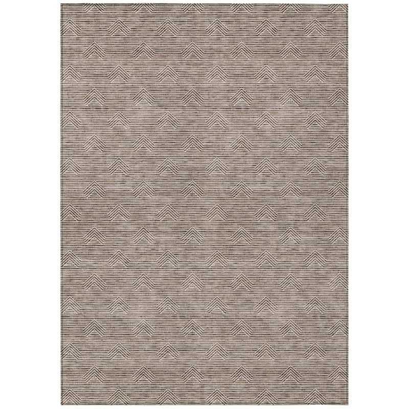 Machine Washable Indoor/ Outdoor Chantille Contemporary Stripe Rug