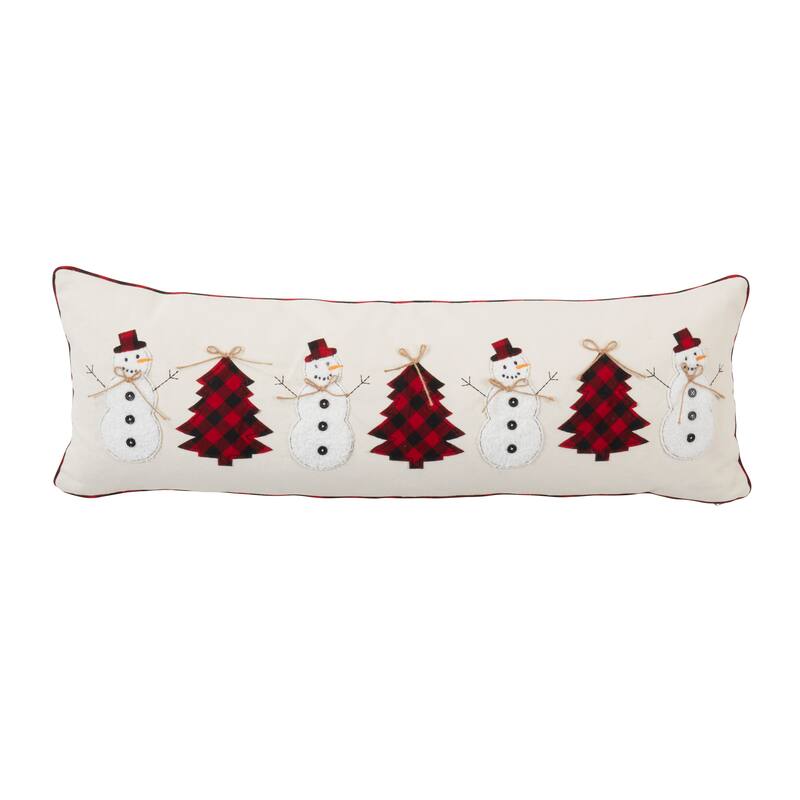 Snowman And Christmas Tree Throw Pillow - 13"x40" - Cover Only - Multi