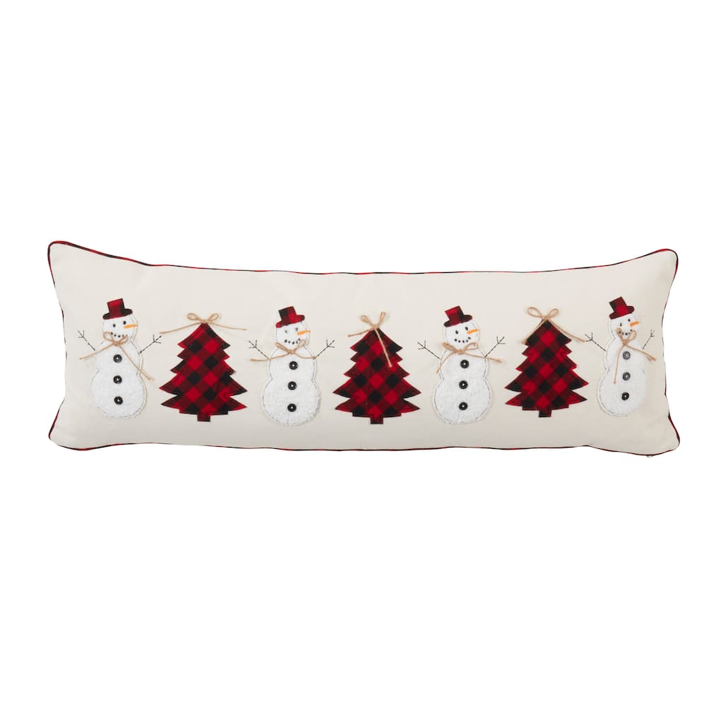 Snowman And Christmas Tree Throw Pillow